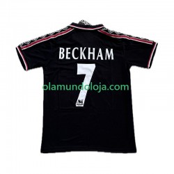 Camisola Manchester United Beckham 7 Retro Homem Equipamento Terceiro 1998 1999 Manga Curta